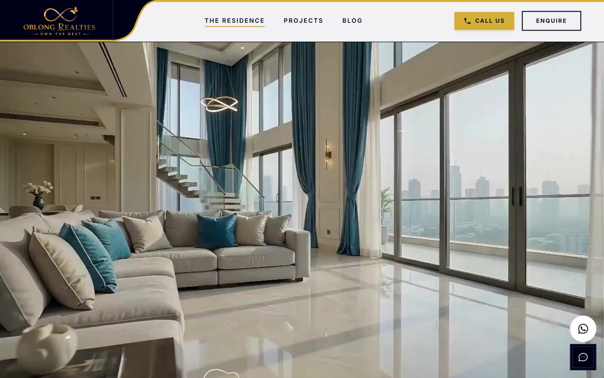Oblong Realties luxury real estate website homepage